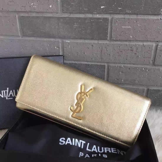Replica Saint Laurent Golden Classic Metallic Monogramme Clutch Handbags